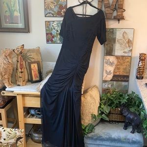 Tadashi Shoji Designer Gown Maxi Rouched Black XL!
